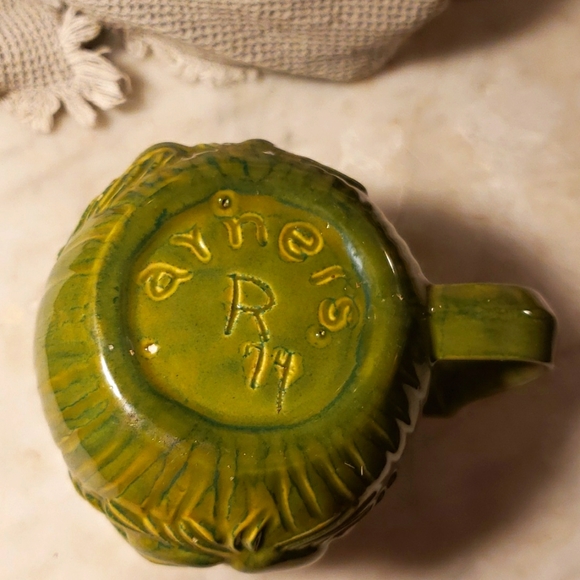 Vintage Green Mushroom Fern textured Mug 1974 Ayners - Picture 4 of 5